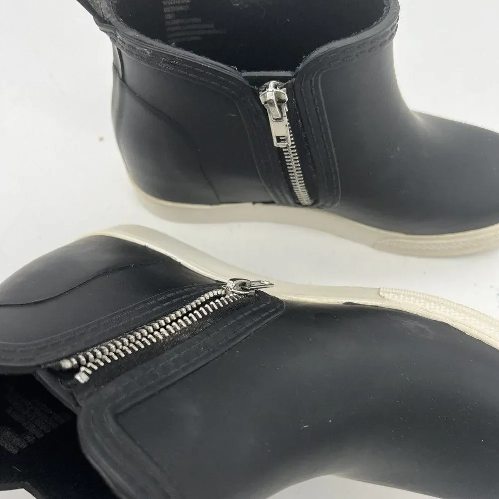Steve Madden Wedgie Waterproof Rubber Boots Black Women's 7 Hidden Wedge
